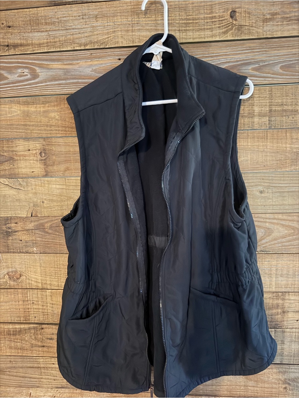 Women's Black Quilted Vest with Zip Front